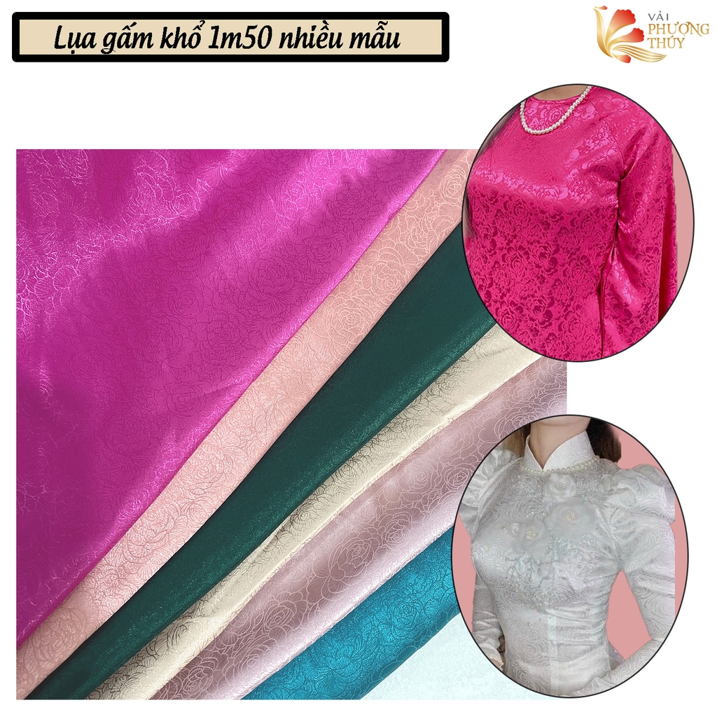 [MÀU 2] Vải lụa gấm Phượng Thúy khổ 1m50 - may áo dài đồ bộ bà ba