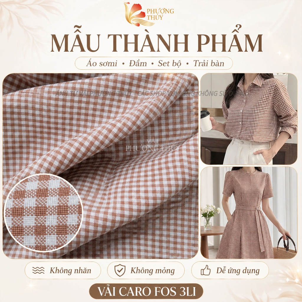 Vải kate fos caro 3li Phượng Thúy khổ 1m50
