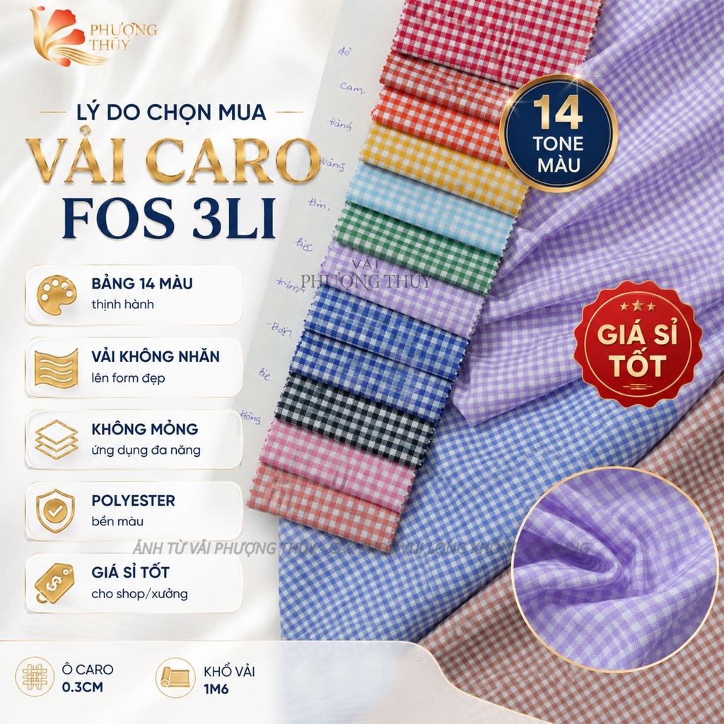 Vải kate fos caro 3li Phượng Thúy khổ 1m50