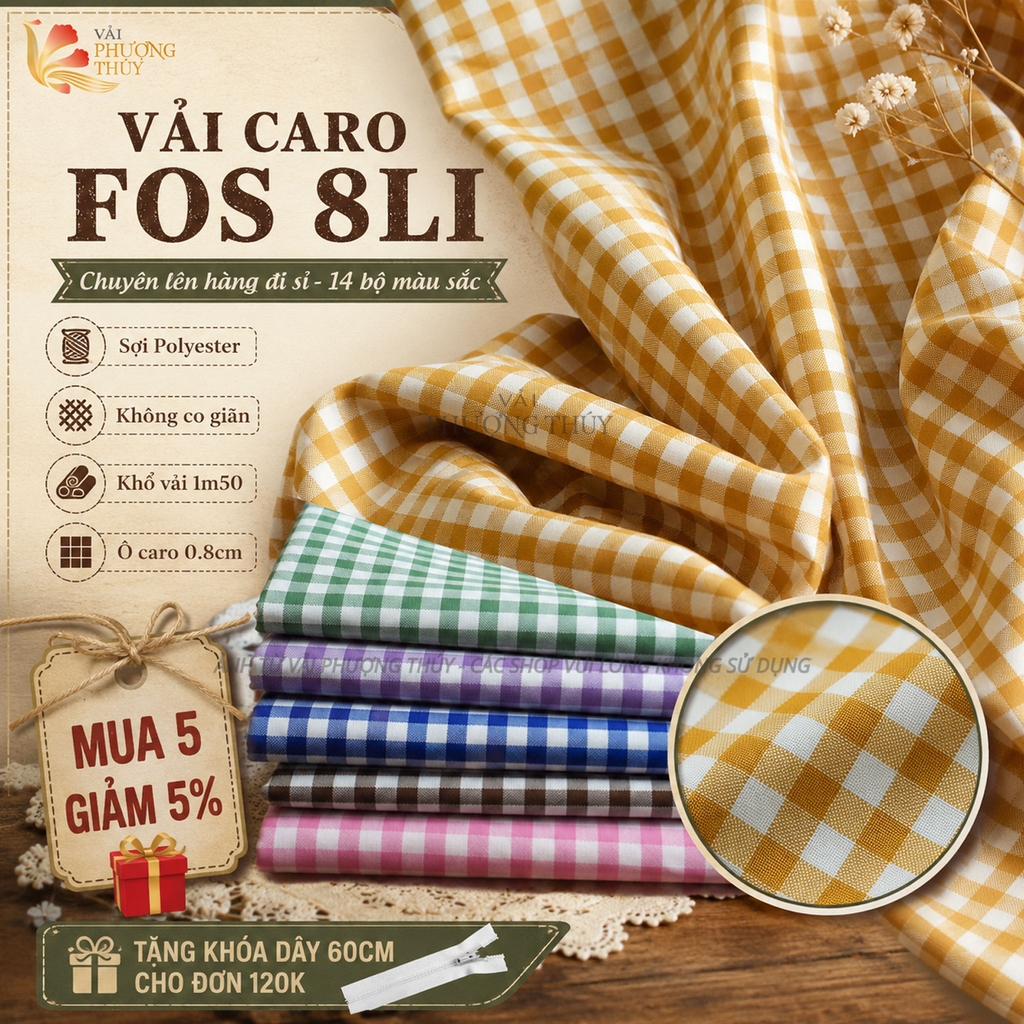 Vải kate fos caro 8 li Phượng Thúy khổ 1m50