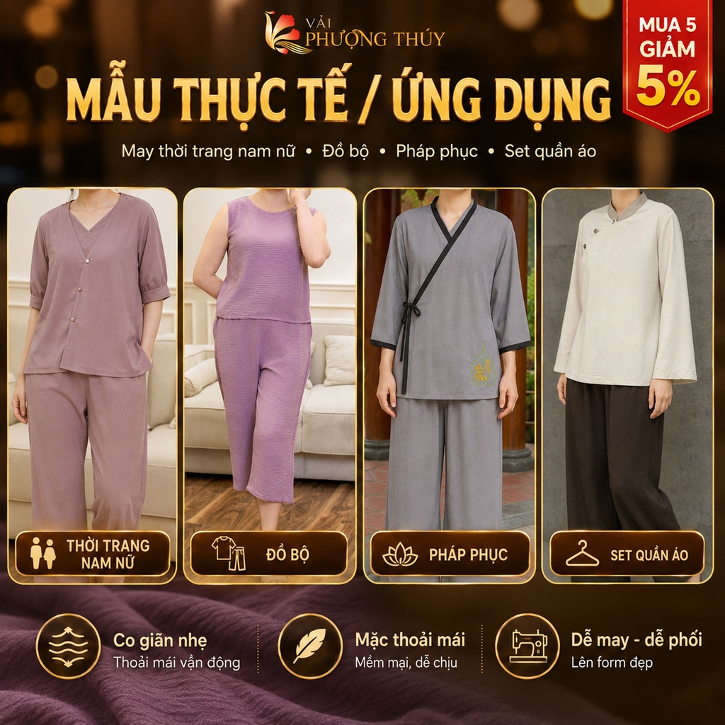 Vải đũi trơn Phượng Thúy khổ 1m55