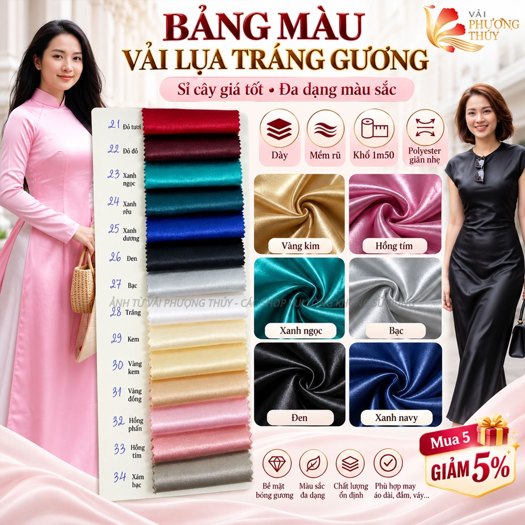 Vải lụa tráng gương Valentino Phượng Thúy