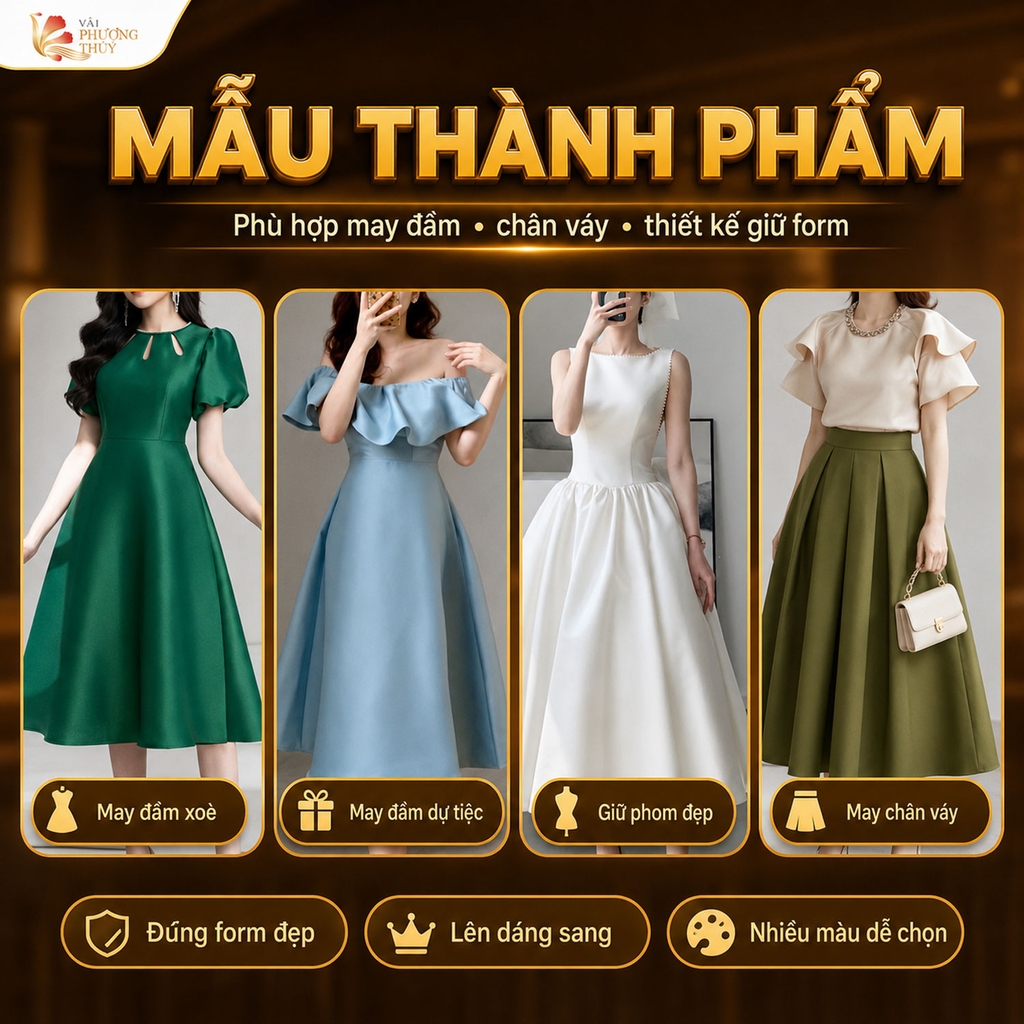 Vải Gấm Tafta Phượng Thúy khổ 1m50 | Vải may áo dài, đồ cưới