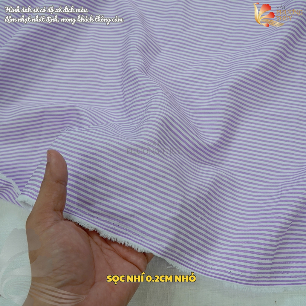 Vải kate sọc ngang Phượng Thuý khổ 1m50