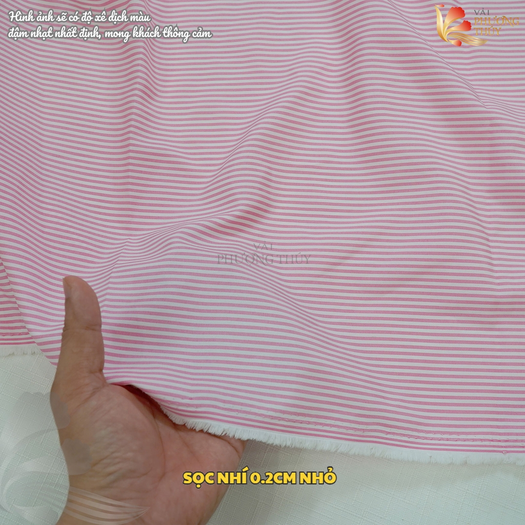 Vải kate sọc ngang Phượng Thuý khổ 1m50