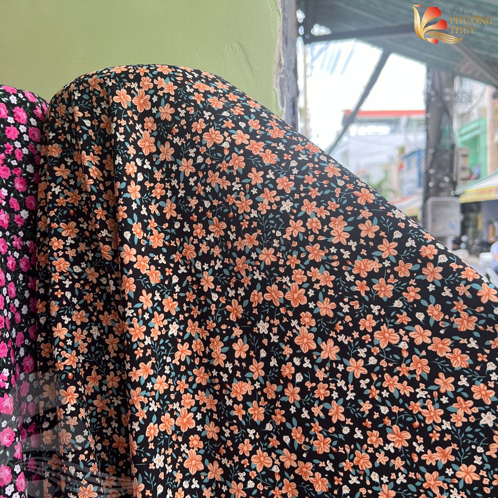 Vải Lụa nhật 100D hoa nhí Phượng Thúy khổ 1m50 | Vải may đồ bộ
