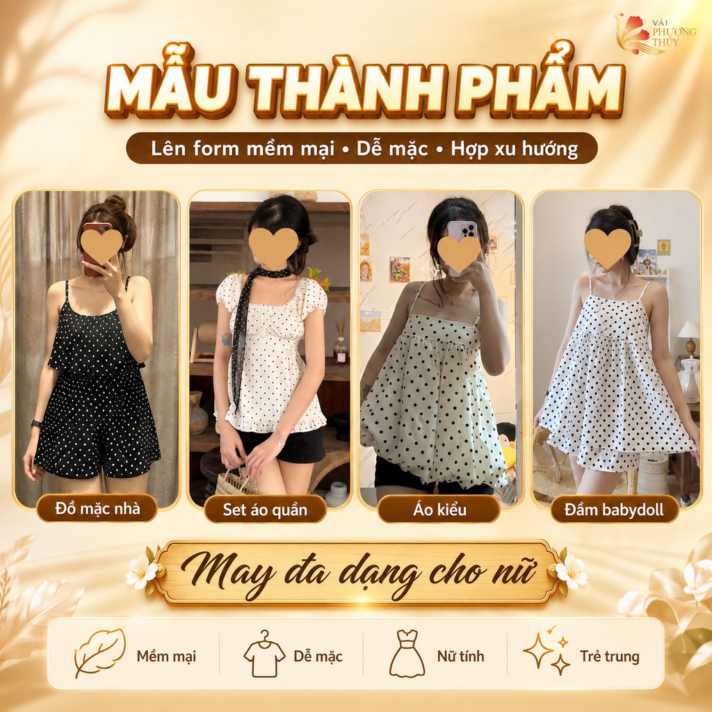 Vải Lụa nhật 100D hoa nhí Phượng Thúy khổ 1m50 | Vải may đồ bộ