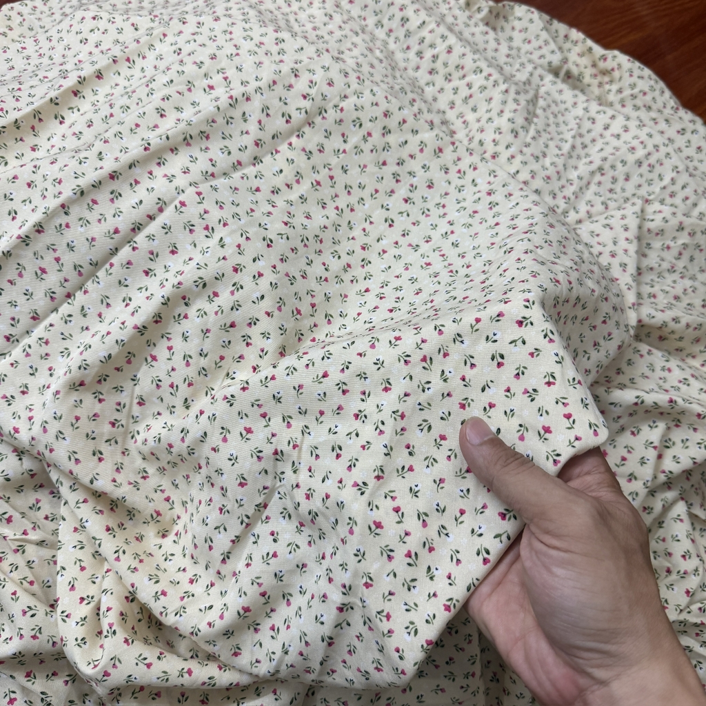 [MÀU 2] Vải Lụa nhật 100D họa tiết hoa nhí Phượng Thúy