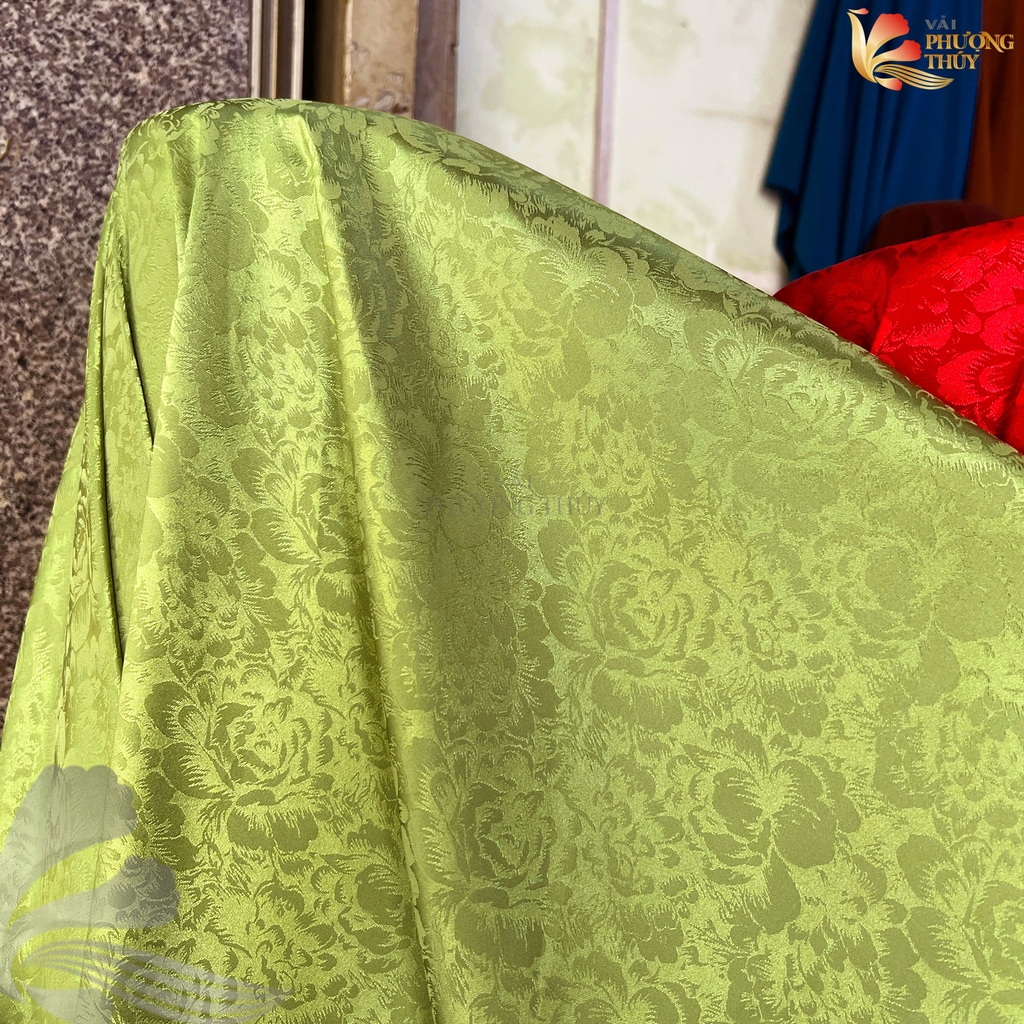 [MÀU 2] Vải lụa gấm Phượng Thúy khổ 1m50 - may áo dài đồ bộ bà ba