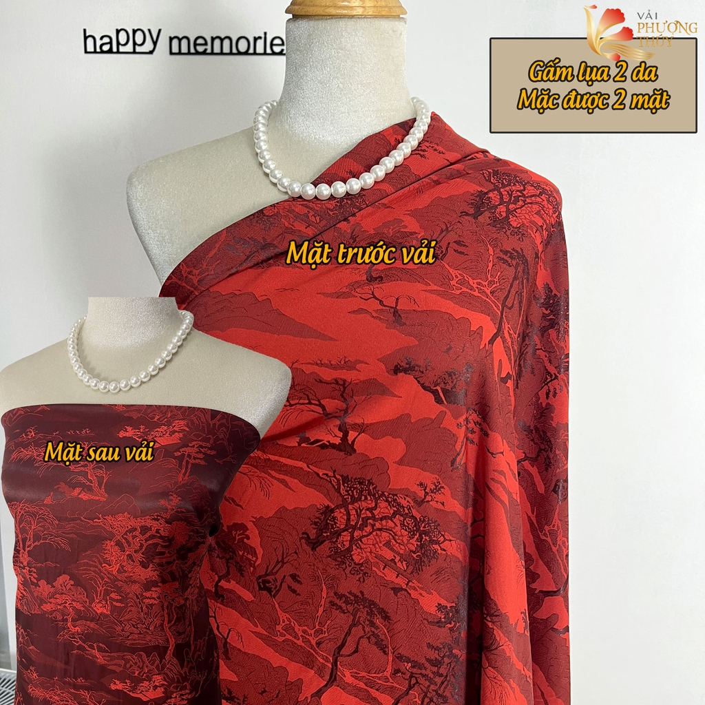 [MÀU 2] Vải lụa gấm Phượng Thúy khổ 1m50 - may áo dài đồ bộ bà ba