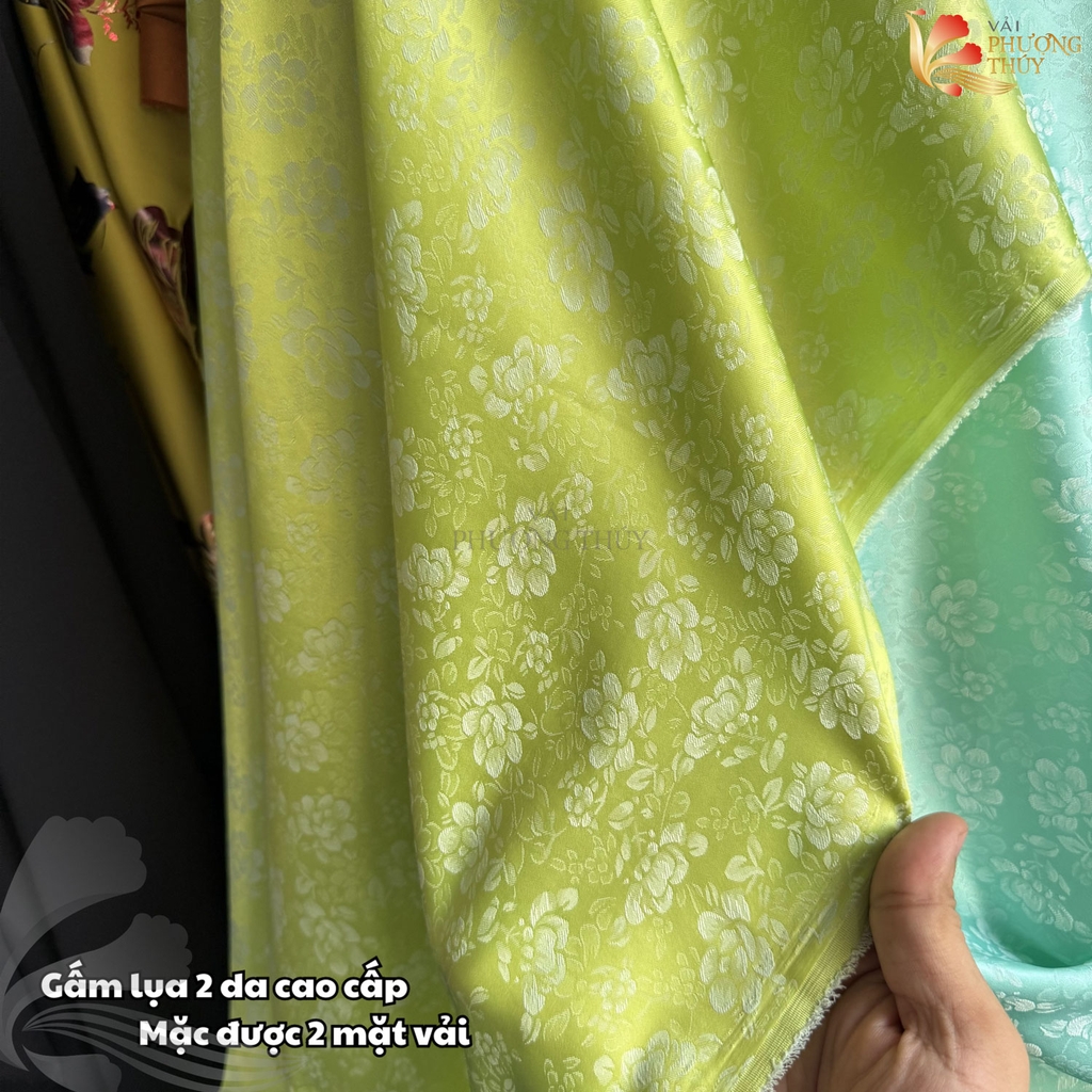 [MÀU 2] Vải lụa gấm Phượng Thúy khổ 1m50 - may áo dài đồ bộ bà ba