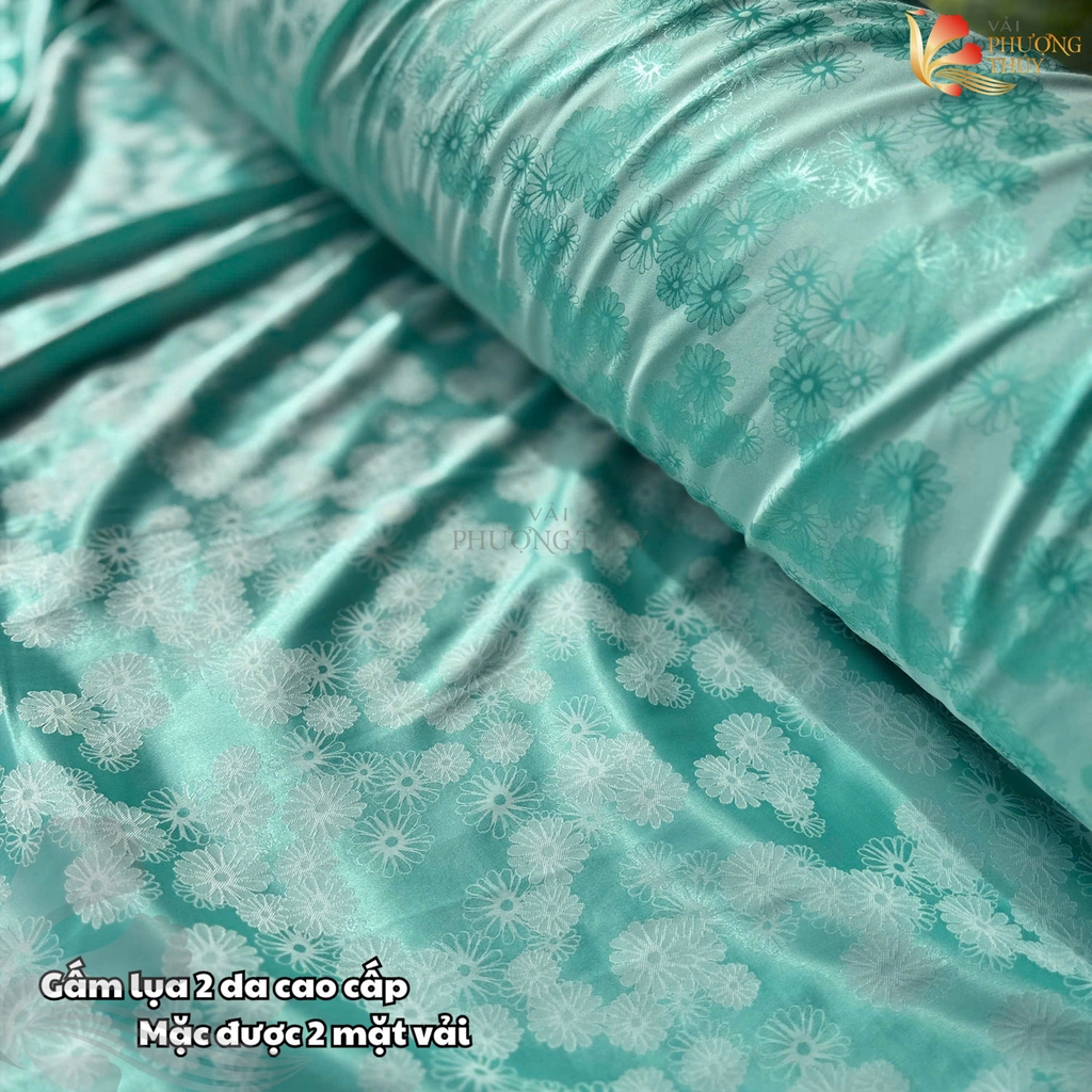 [MÀU 2] Vải lụa gấm Phượng Thúy khổ 1m50 - may áo dài đồ bộ bà ba