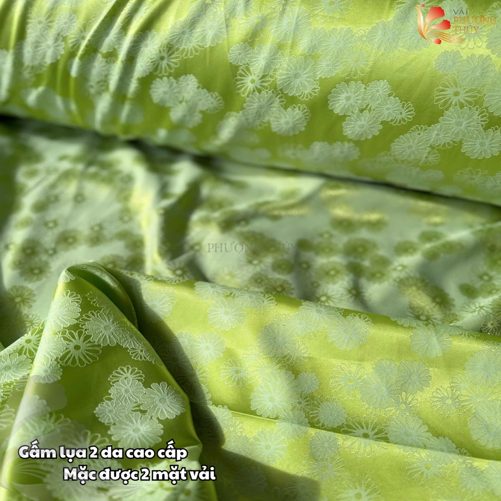 [MÀU 2] Vải lụa gấm Phượng Thúy khổ 1m50 - may áo dài đồ bộ bà ba