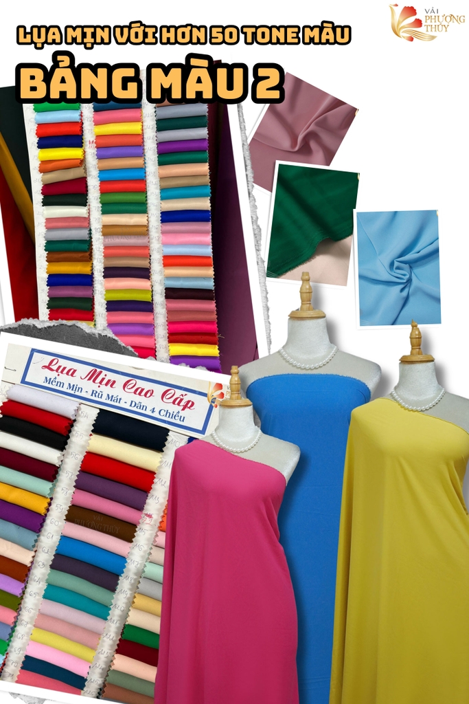 Vải lụa mịn Bảo Anh Phượng Thúy khổ 1m50 | Vải may áo dài