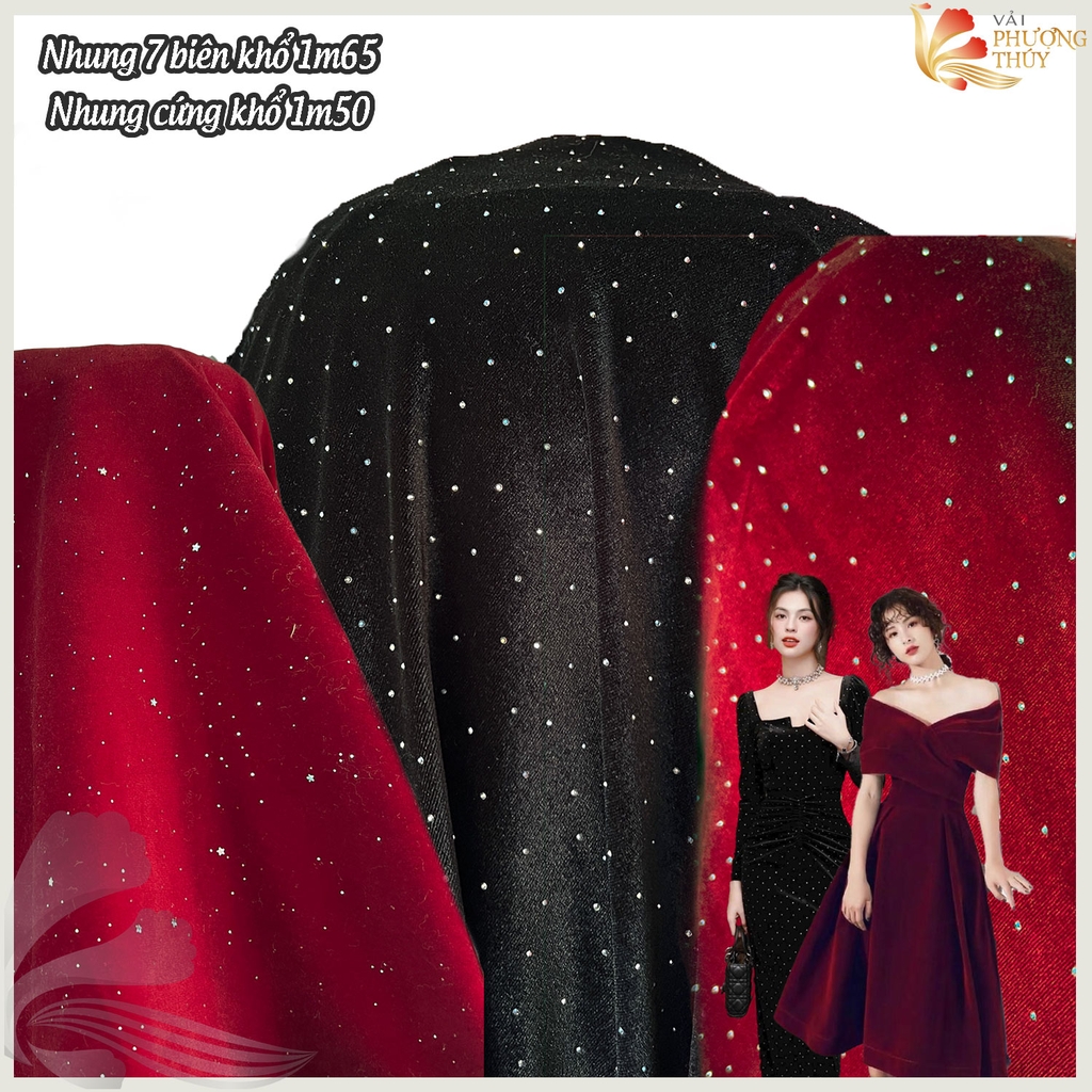 Vải nhung 7 biên Phượng Thúy khổ 1m65