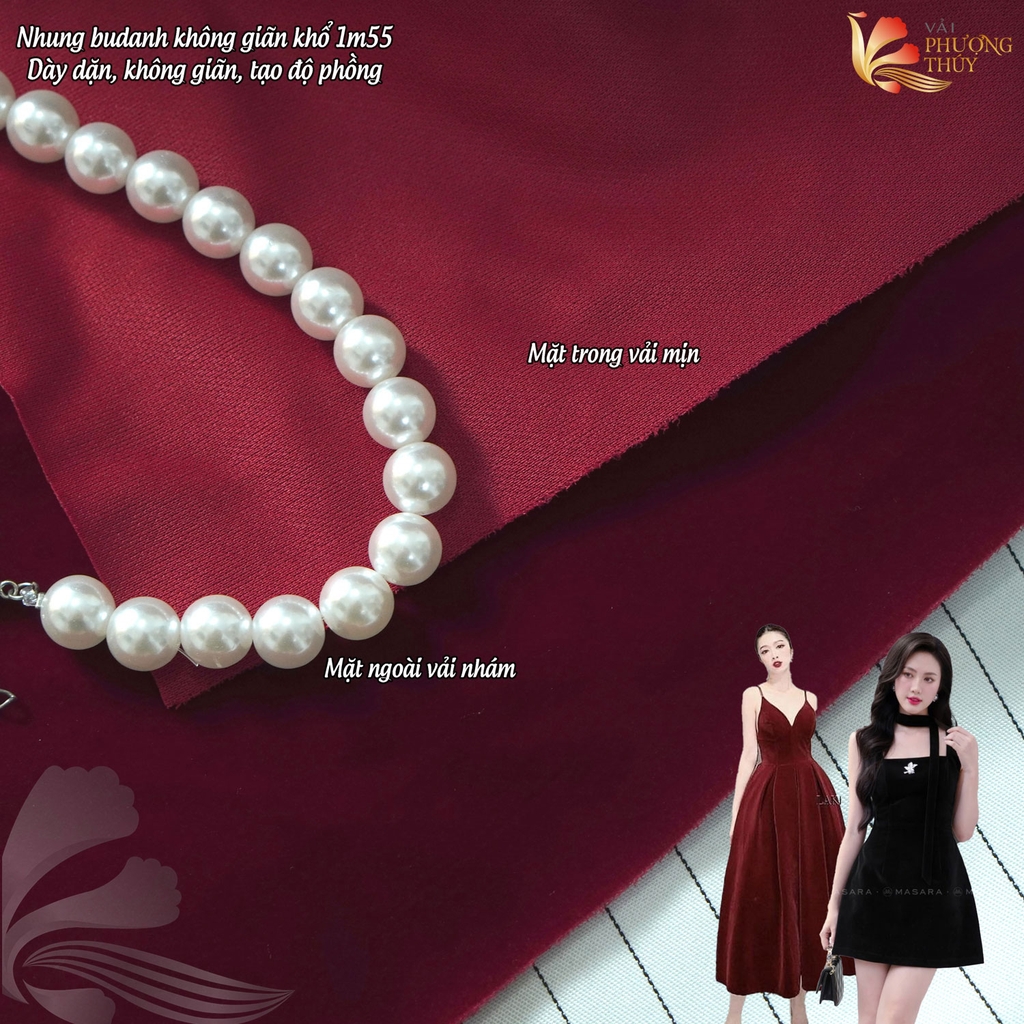 Vải Nhung cứng Budanh Phượng Thúy không giãn