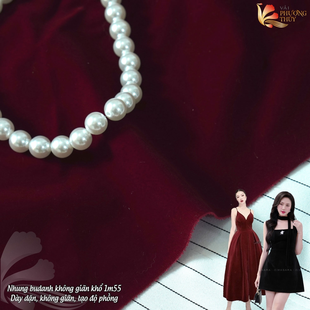 Vải Nhung cứng Budanh Phượng Thúy không giãn