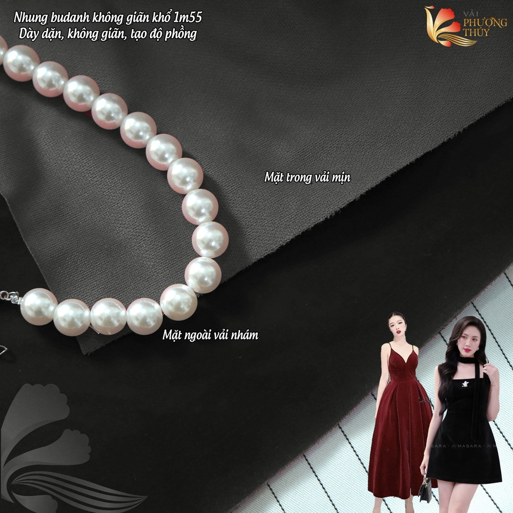 Vải Nhung cứng Budanh Phượng Thúy không giãn
