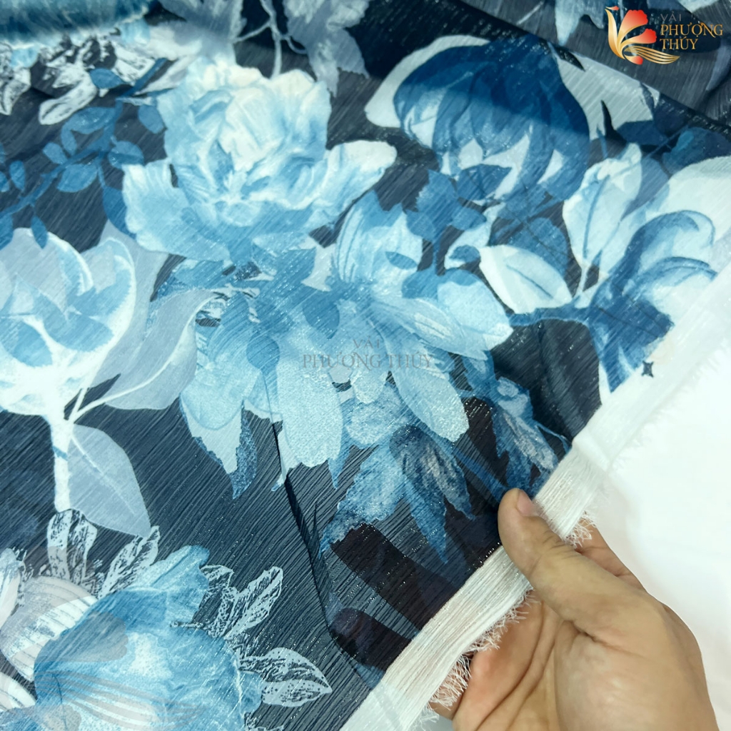 Vải Voan Hoa Nhí Phượng Thúy khổ 1m50 | Vải may áo kiểu, đầm váy