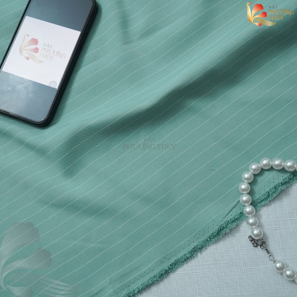Vải kẻ sọc thêu Phượng Thúy khổ 1m50