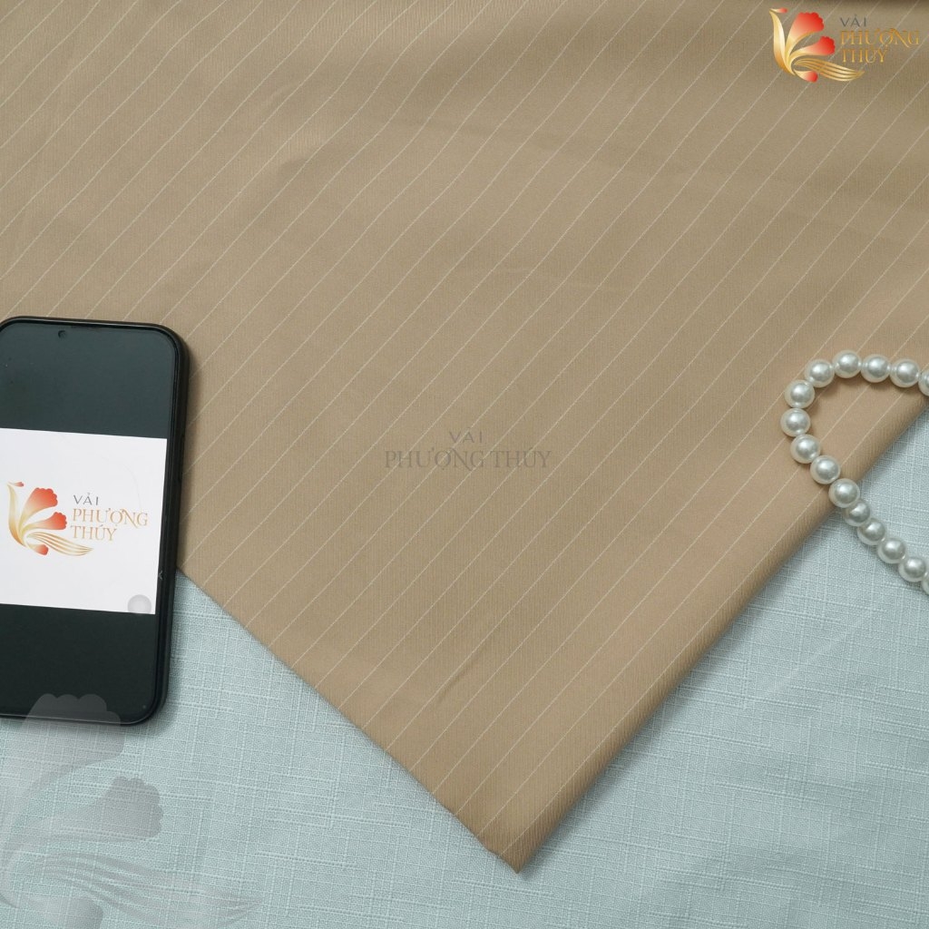 Vải kẻ sọc thêu Phượng Thúy khổ 1m50