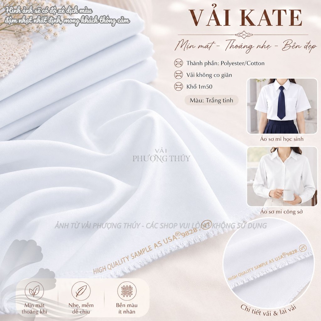 Vải kate Mỹ Phượng Thúy chuyên may sơmi khổ 1m50