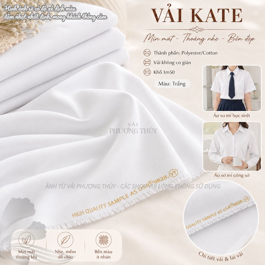 Vải kate Mỹ Phượng Thúy chuyên may sơmi khổ 1m50