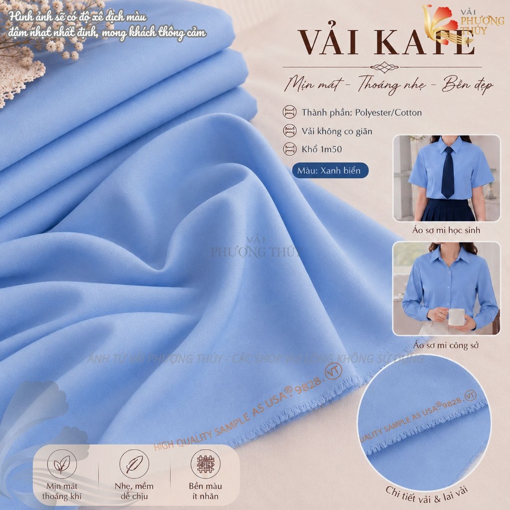 Vải kate Mỹ Phượng Thúy chuyên may sơmi khổ 1m50
