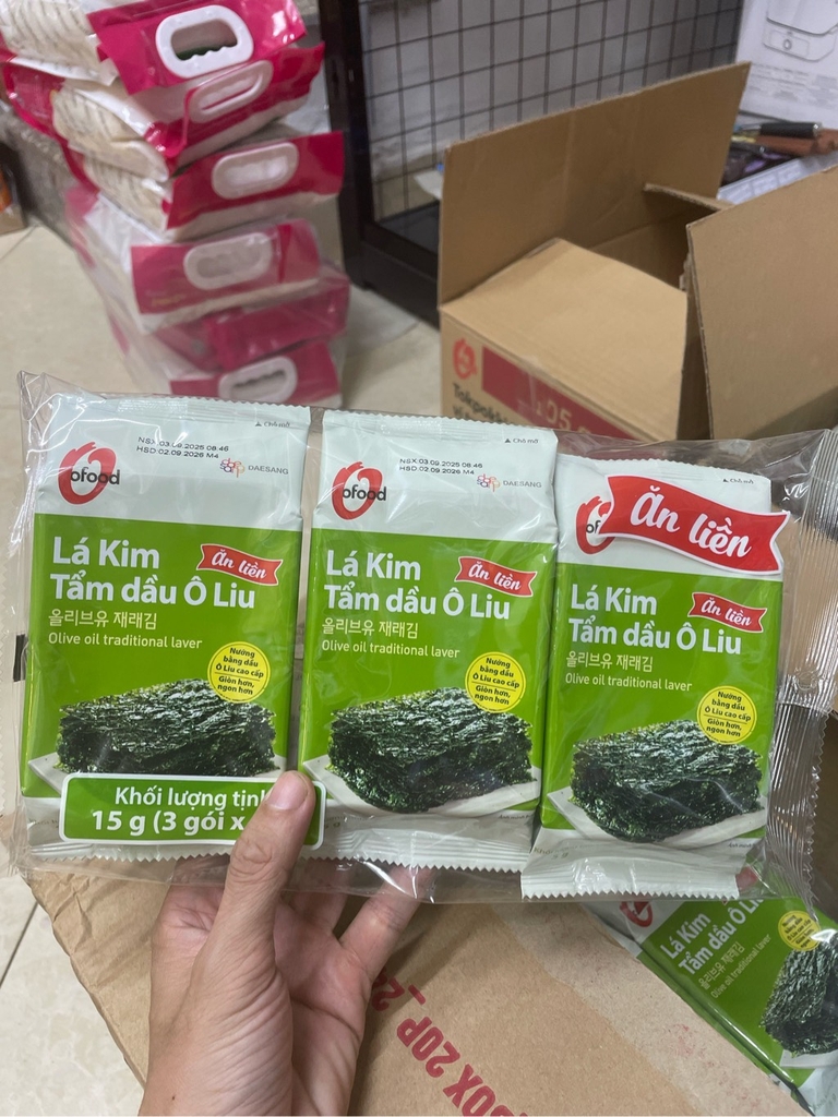 Lá kim tẩm dầu ô liu 15g 3 gói