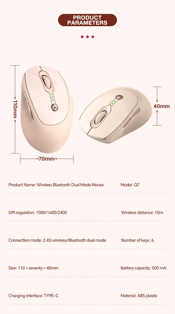 Chuột T-WOLF Q7 (pin sạc) không dây