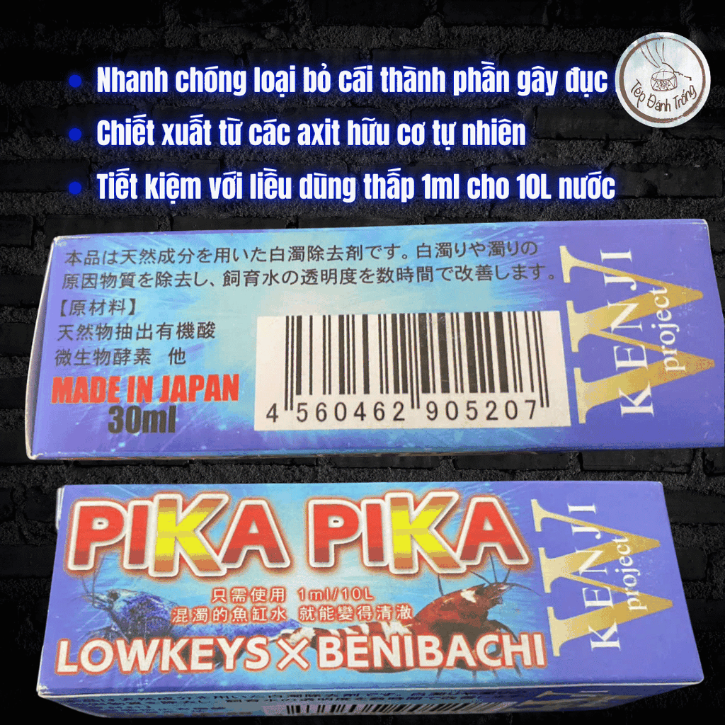 Pika Pika (Lowkeys x Benibachi) - Dung dịch làm trong nước, khắc phục hiện tượng đục bể tép cấp tốc