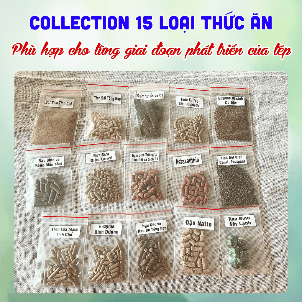 Set Thức Ăn Tép Tự Chọn 6in1 - Combo siêu rẻ, siêu khỏe, siêu bu cho tép cảnh - đáp ứng đủ các nhu cầu tép phát triển