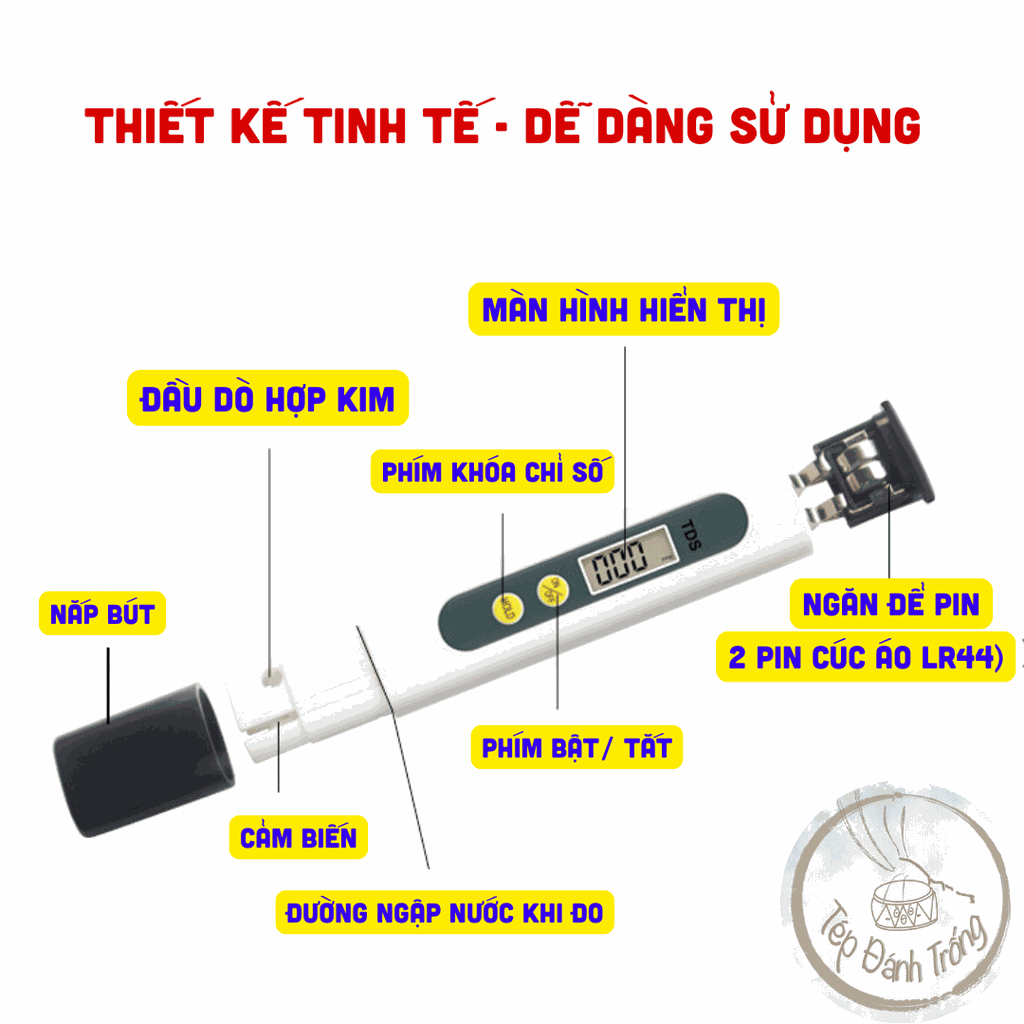 Bút Đo TDS - Kiểm tra thông số nước bể tép, cá cảnh