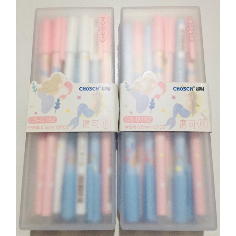 [Hộp nhựa] Hộp 12 cây bút gel xoá được Chosch 0.5mm, viết gel tẩy xóa được nhiều mẫu