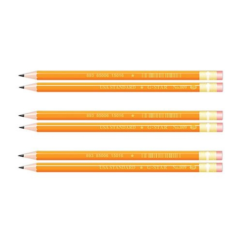 [Lẻ 1 cây] Bút viết chì gỗ Gstar 009 MÀU VÀNG 2B có đầu gôm