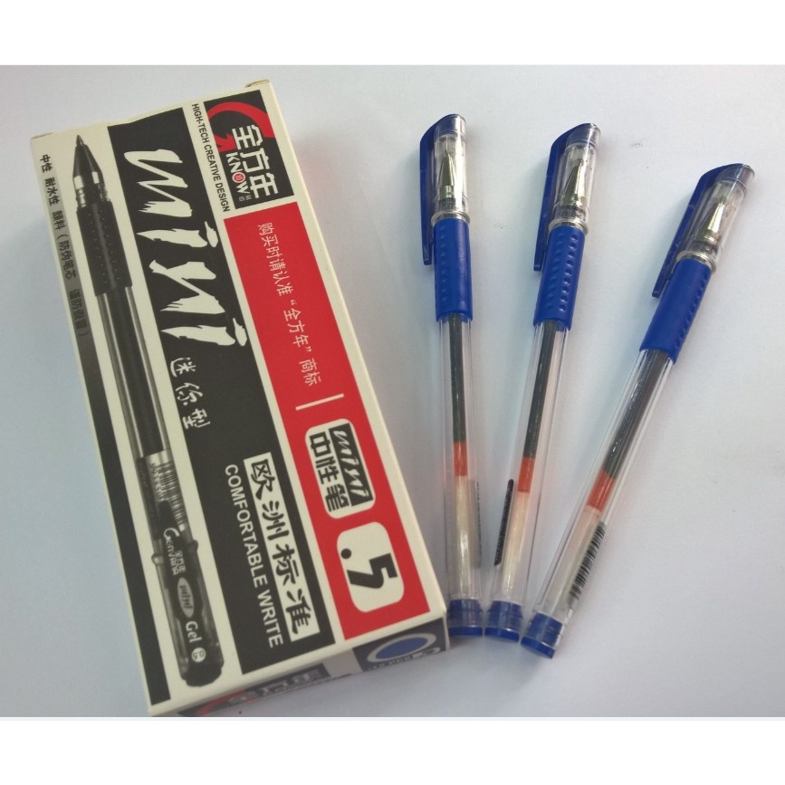 Hộp 12 cây bút viết gel nước MINI mực xanh / tím / đỏ / đen ngòi 0.5mm