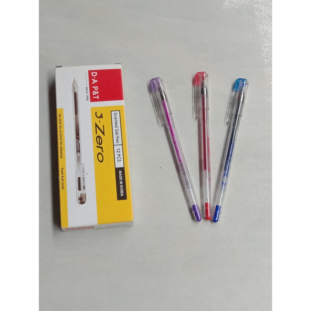 Hộp 12 cây bút viết gel nước D-A P&T 3-zero / bút zero 0.38mm (Sản xuất tại Hàn Quốc)