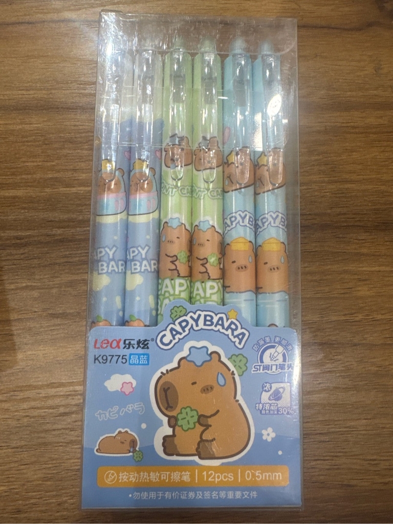 [BẤM] Hộp 12 cây bút viết bi BẤM xoá được Kecabi mực xanh / tím ngòi 0.5mm mẫu tự chọn