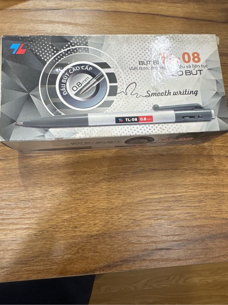 Hộp 20 cây bút viết bi bấm Thiên Long TL08 / TL-08 ngòi 0.8mm mực xanh / đỏ / đen cổ điển