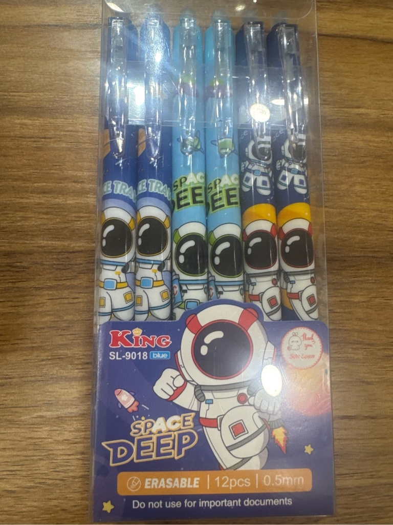 [BẤM] Hộp 12 cây bút viết bi BẤM xoá được Kecabi mực xanh / tím ngòi 0.5mm mẫu tự chọn