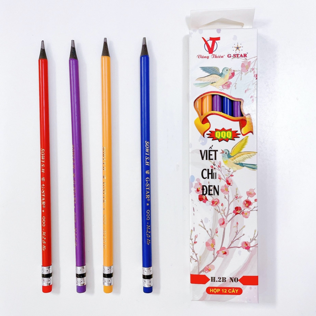 [Lẻ 1 cây] Bút viết chì gỗ Gstar ruột đen QQQ ngòi H.2B