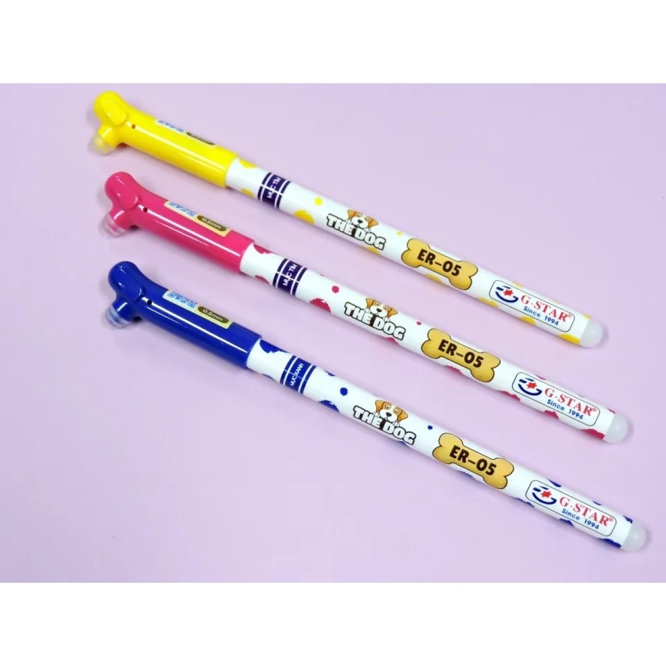 Hộp 12 cây bút viết gel tẩy xoá được G-star The Dog ER-05 / ER05 ngòi 0.5mm