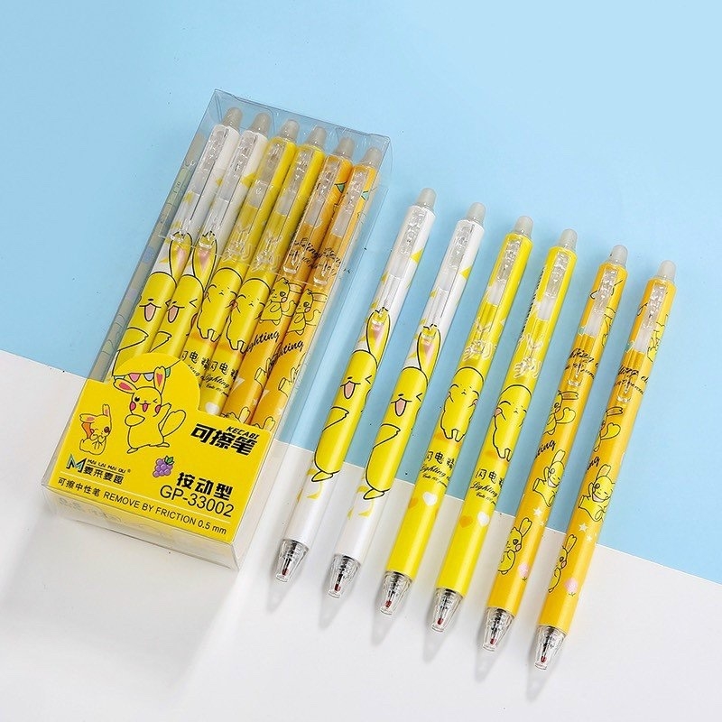 [BẤM] Hộp 12 Cây Bút Viết Gel Bấm XÓA ĐƯỢC Ngòi 0.5mm Mẫu Phi hành gia, Người Nhện, Marvel, Iron Man, Gấu Dâu ngẫu nhiên