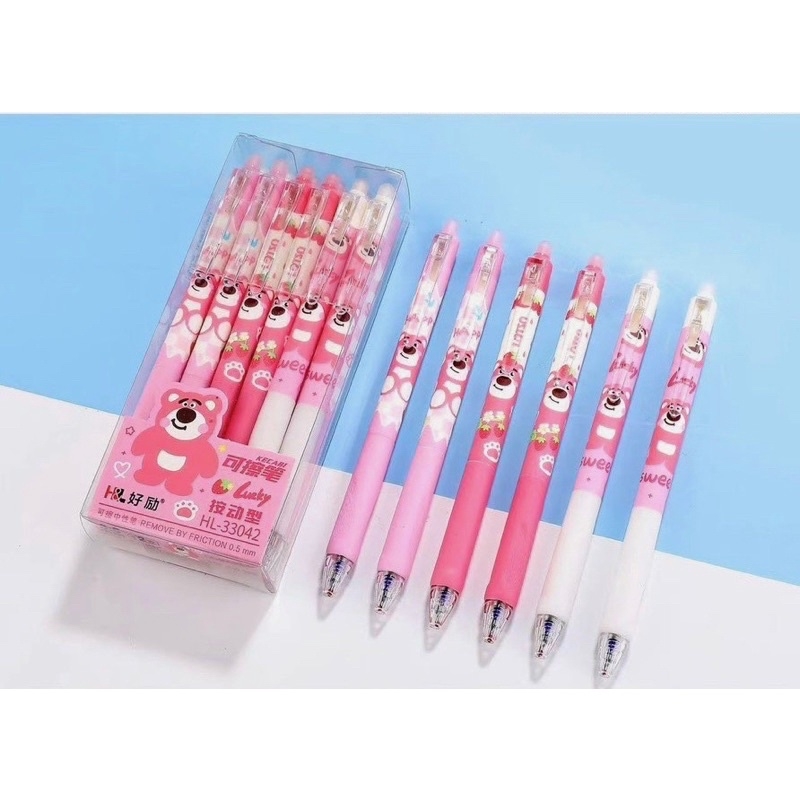 [BẤM] Hộp 12 Cây Bút Viết Gel Bấm XÓA ĐƯỢC Ngòi 0.5mm Mẫu Phi hành gia, Người Nhện, Marvel, Iron Man, Gấu Dâu ngẫu nhiên