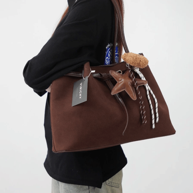 Túi tote nữ da lộn dung tích lớn size 35cm HA808