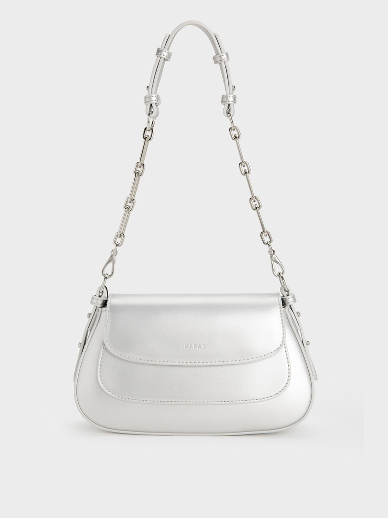 Túi Đeo Vai Hobo Nắp Gập Chain Handle Sz 23