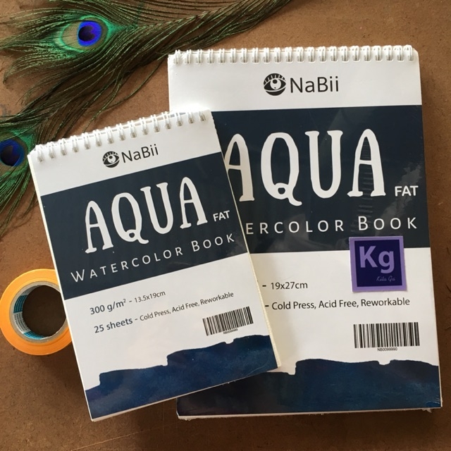 Giấy vẽ màu nước hãng Nabii AQUA Fat 300gsm sổ vẽ A4 A5 IMASketchbook 32t 160gsm
