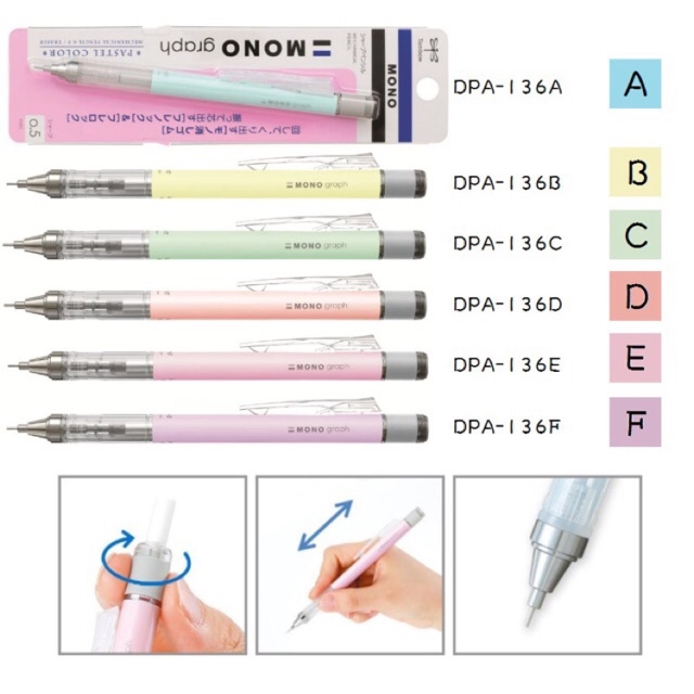 ✨Bút chì cơ khí Mono Graph 6 màu Pastel ✨
