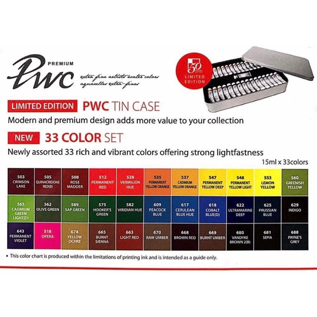 [Kitaart] Pocket màu nước Shinhan PWC Hàn Quốc hạng họa sĩ chuyên nghiệp 32-full 104 mã màu