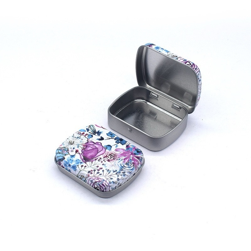 Hộp thiếc mini nhỏ Trắng Đen hoạ tiết đựng pan màu đựng đồ đa năng